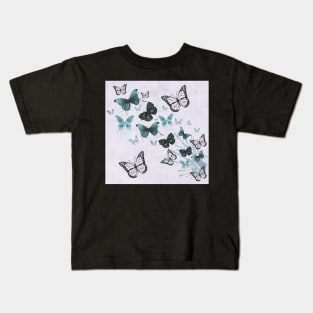 Butterfly Art Design, Teal & Black, face masks, Phone Cases, Apparel & Gifts Inspirational Kids T-Shirt